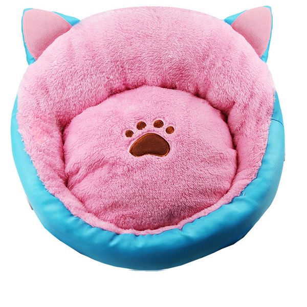 

Faux Fur Bed Cushion Pet Kennel Fluffy Soft Plush Print Cat Beds Dual Purpose In Winter And Summer Cats Dog Pad Self Warming Improved, Pink