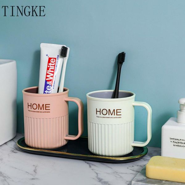 

380ml Mouthwash Cup Couple Toothbrush Tooth Cylinder Creative Two-color Plastic With Handle Simple Drinking Mugs