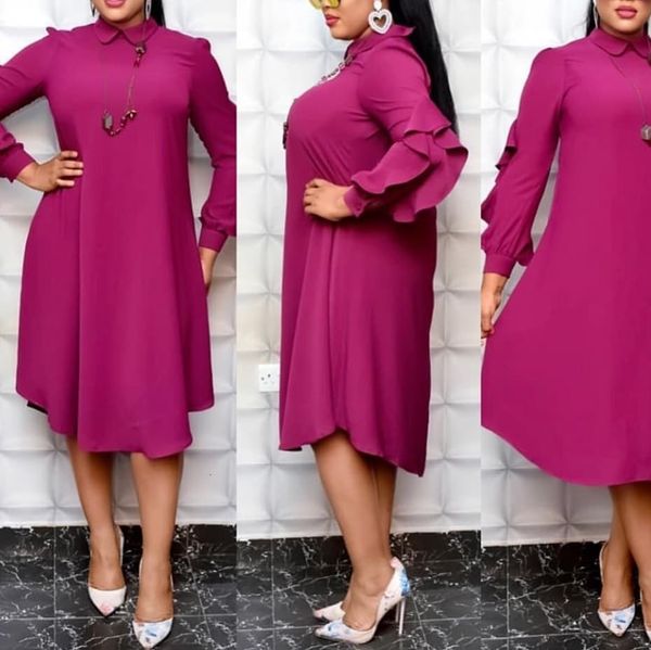

dress women's shirts in soft pink wine plied with long sleeves at the height of casual elegant knee big-size african ladies 9bwt, Black;gray