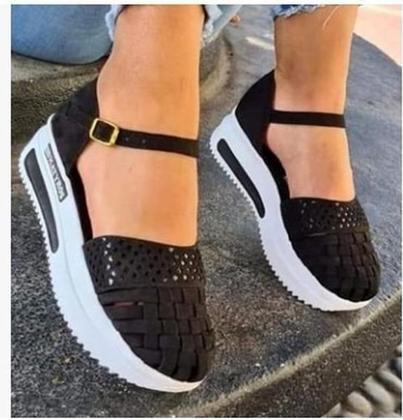 

sandals shoes for women platform arrival 2021 casual flat sandal ankle-wrap womens fashion large size sandalias mujer, Black