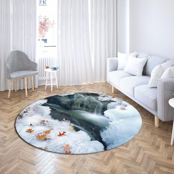 

beautiful glacier round carpet 3d print melting snow carpets for living room kitchen doorway mat bedroom floor rug
