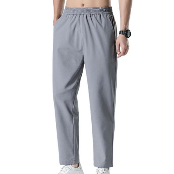 

men's pants stylish joggers men solid color straight all match elastic waist ankle banded oversize sweatpants streetwear for, Black