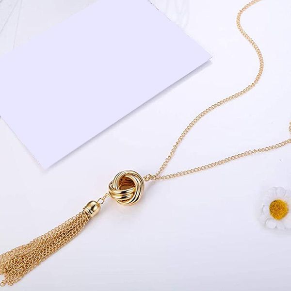

Pendant Necklaces Ladies Tassel Chain Necklace Accessories Ethnic Style Cool All-match Personality Women Sweater, Silver