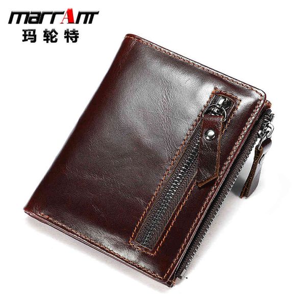 

men's leather zero leisure vertical layer cowhide dollar wallet fashion, Red;black
