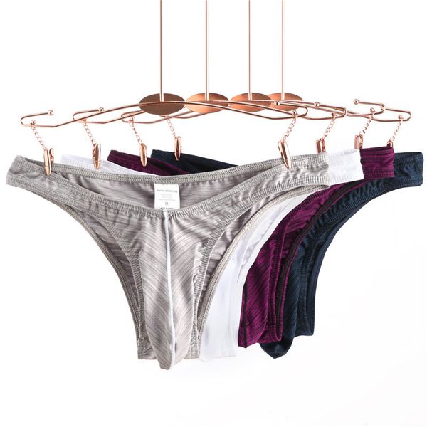 

men's u convex underwear nylon thong, Black;white