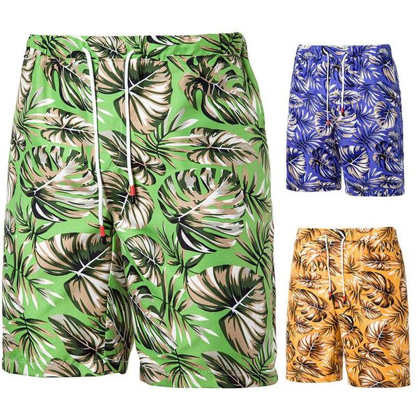 

men's beach pants half leaf printed shorts casual hawaii, White;black