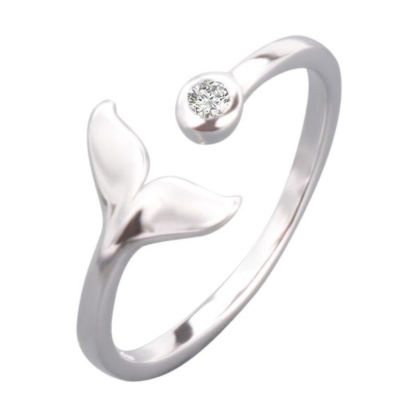 

wedding rings sterling silver s925 simple style opening adjustable princess fish tail ring white gold cover brilliant forever with box b088, Slivery;golden