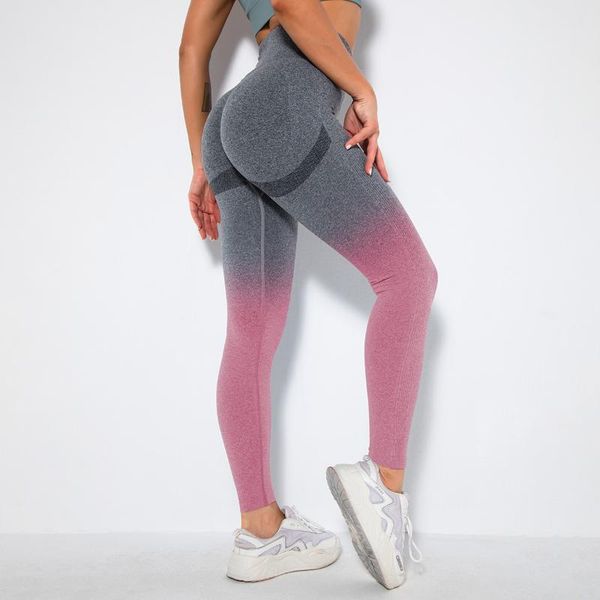 

yoga outfit sdfhsfh women gym seamless sports legging gradient color exercise fitness pants stretchy high waist