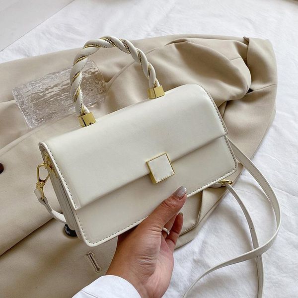 

evening bags leather solid color shoulder for women 2021 all-match fashion small square women's handbag sac a main