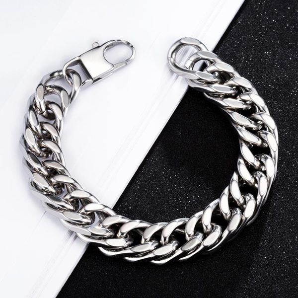 

link, chain men bracelet cuban link on hand gold mens stainless steel male accessories wholesale fashion, Black