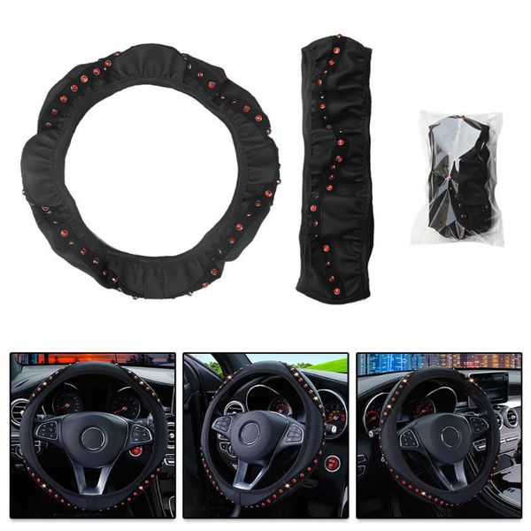 

steering wheel covers accessories cover anti-slip black+red diamond universal