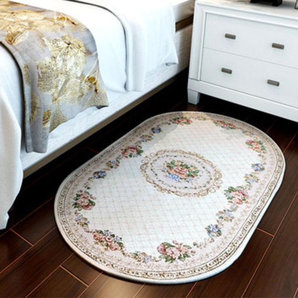 

carpets european pastoral style oval rug carpet for living room flower home decor bedroom bedside entrance door floor mat washable