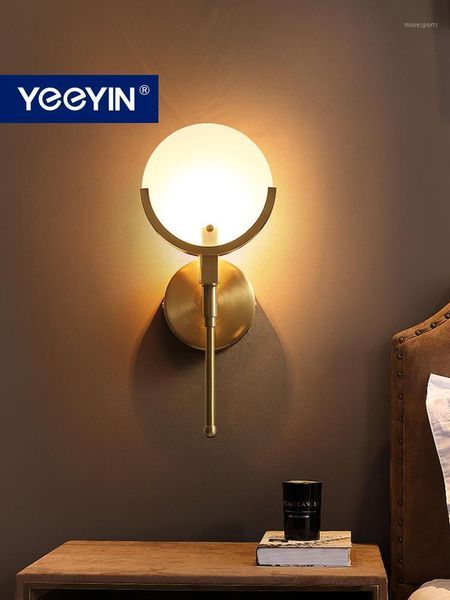 

wall lamp yeeyin with full copper light luxury bedside art study creative room aisle 220v1