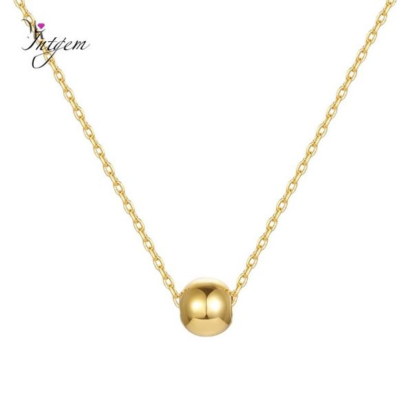 

chains 925 sterling silver necklace pendent small beaded for women gold color 45cm simple sweet chain jewelry gifts wholesale