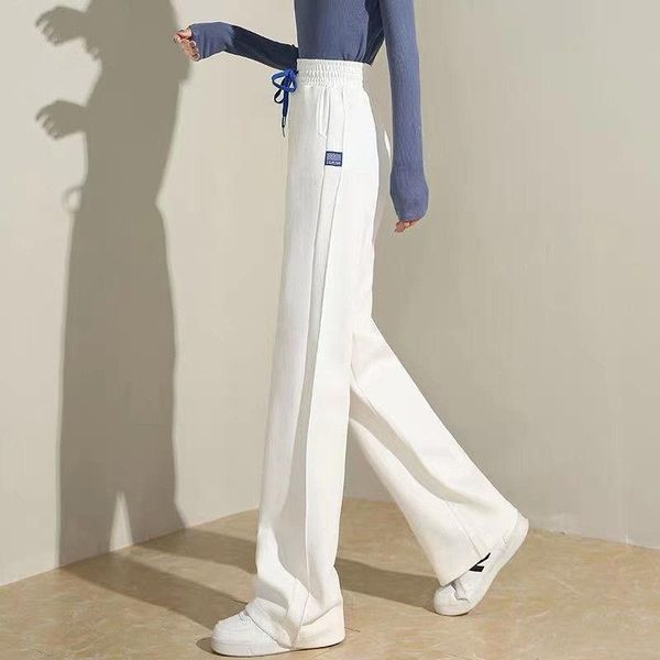 

women's pants & capris women streetwear sports wide-legged 2021 tall waist relaxed straight leisure floor for yyr002, Black;white