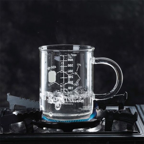 Tazza per bicchiere di caffeina graduata con manico in vetro borosilicato multifunzione per uso alimentare K2V 220311