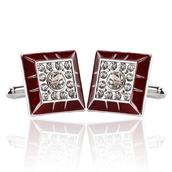 

crystal cufflinks for mens shirt french cufflink suit wedding party banquet grooms gentelmen classic cuff links enamel, Silver