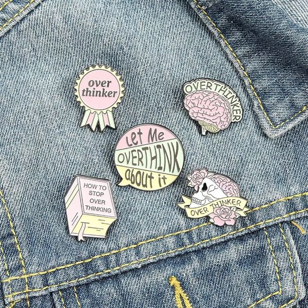

enamel brooches pin for women fashion dress coat shirt demin metal funny brooch pins badges promotion gift 2021 new design over think, Blue