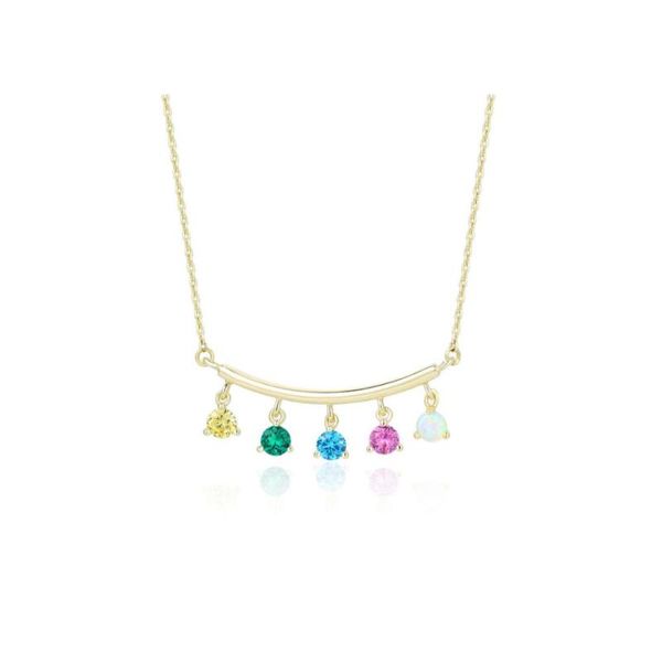 

solitaire 5 colorful zircon arc tassle pendant necklace women necklaces, Silver