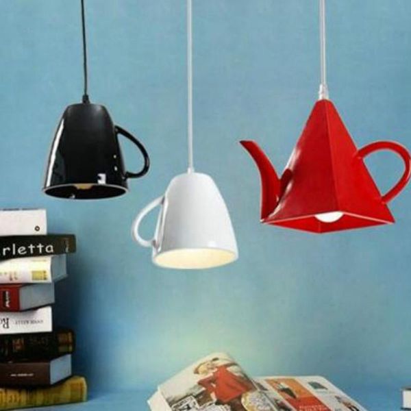 

pendant lamps creative modern resin teapot cup light luminaire dining room hanging lamp cafe decor lighting fixtures yhj021007