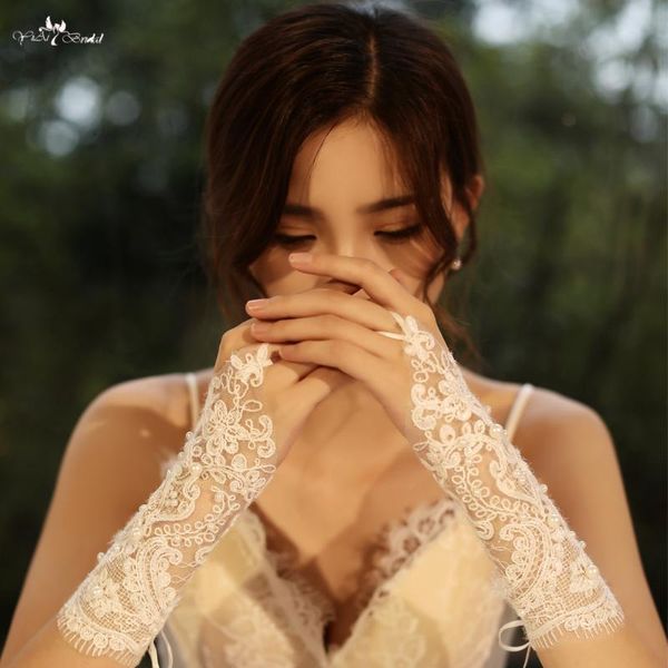 

bridal gloves lzp508 ladies lace fingerless short wedding beaded, White
