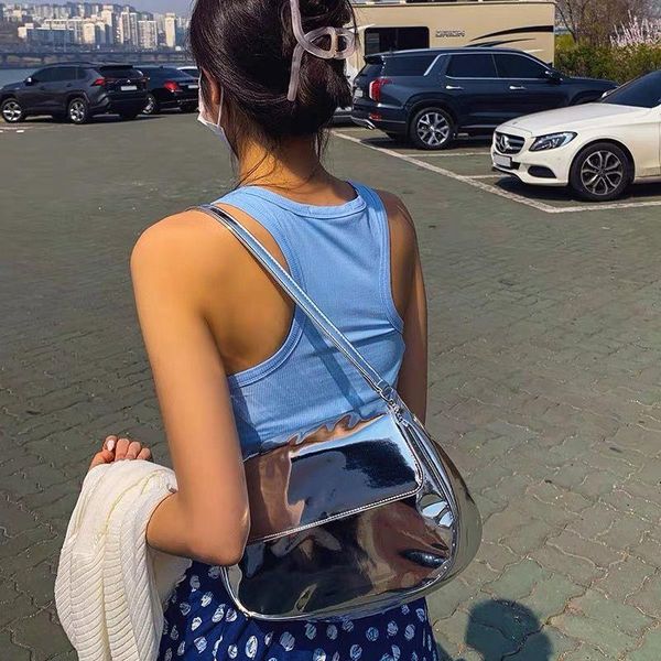

evening bags patent leather shoulder bag for women 2021 fashion design ladies underarm female solid color tote purse handbags bolsos