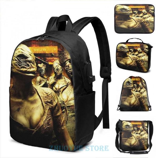 

backpack funny graphic print silent hill - dark nurses usb charge men school bags women bag travel laptop