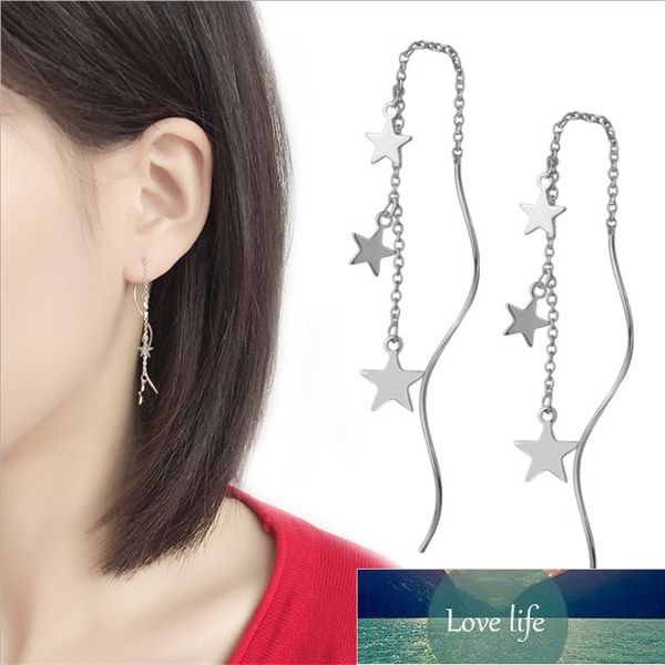 

time-limited pendientes earings 100% star long chain tassel drop earrings for women jewelry brincos, Silver