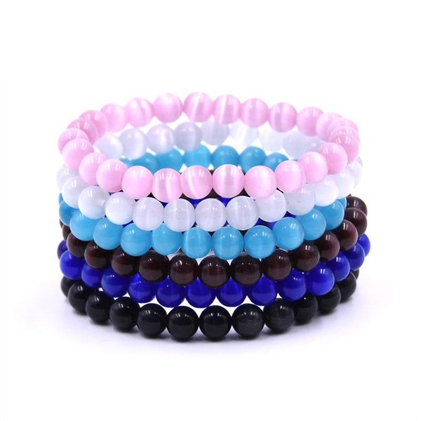 

beaded, strands kangkang 8mm gorgeous cool 6 styles opal stone bracelet for women&men handmade diy bracelets classic jewelry 2021, Black
