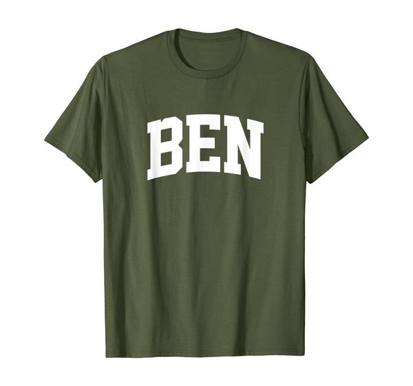

ben name family first last retro sports arch t-shirt, White;black