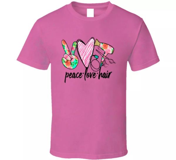 

peace love hair t-shirt cool hair stylist t shirt cool novelty glam tee, White;black