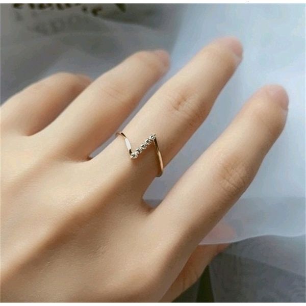 

japanese and korean yunjin simple personality women's fashion geometric letter star diamond ring, Slivery;golden