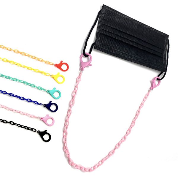 Atacado Fluorescente Candy Cor Hang Máscara Correntes de Correntes Acrílico Colar Óculos Corredor Lanyard Adultos Kids Pescoço Corda Strap Máscaras Acessórios