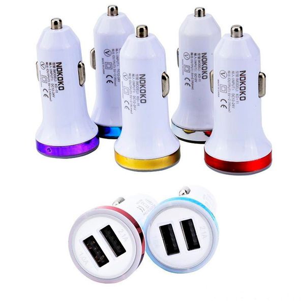 LED 2 porta USB 2.1A+1A Carreira de carro para iPhone Samsung MP3 GPS Smartphone