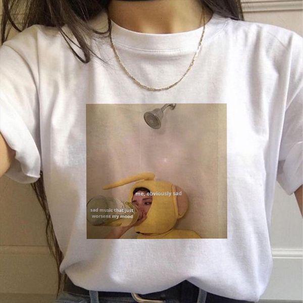 

wvioce fashion 90s mens t shirt punk men graphic printing ladies oversized white modal round neck clothes, White;black
