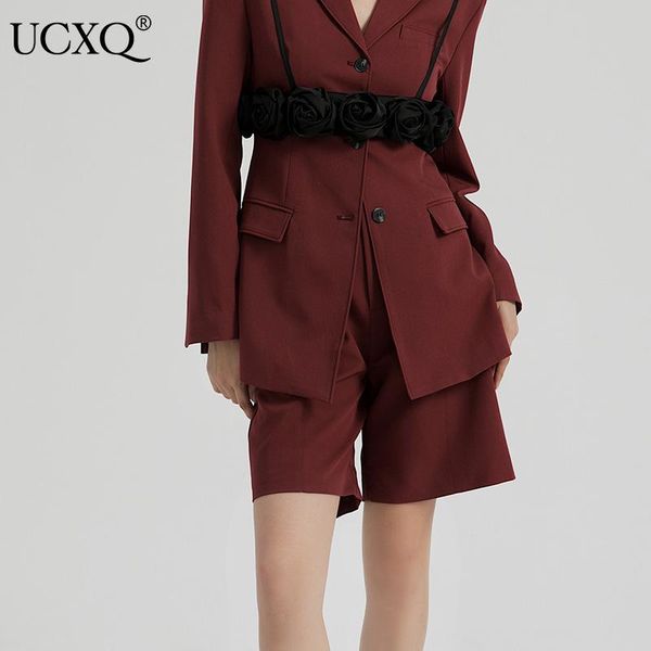 

women's shorts ucxq woman solid button high waist wild basic loose straight pockets casual style 2021 autumn korean fashion 23xf402, White;black