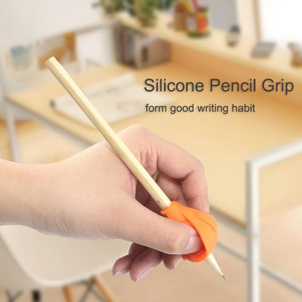 

small pen silicone grip gift snake head shape office pencil holder posture correction student supplies writing aid school kids refills, Black;red