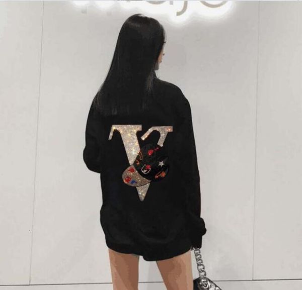 

women's knits & tees quality hoodies women drill sweatshirts design big -3xl diamond stone winter sale, White
