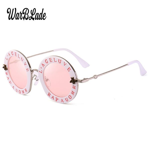 

luxury designer sunglasses 2021 fashion bees retro round letters transparent frame tint lens trending ladies summer sun glasses 0622, White;black