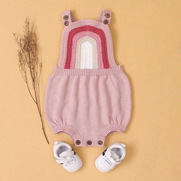 

girls rainbow braces autumn infant romper newborn baby girl clothes triangle knitting rompers, Blue