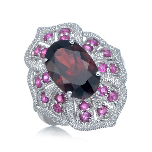 

cluster rings white crystal and ruby rhdoium over sterling silver ring. wedding cute aesthetic knuckle flower, Golden;silver
