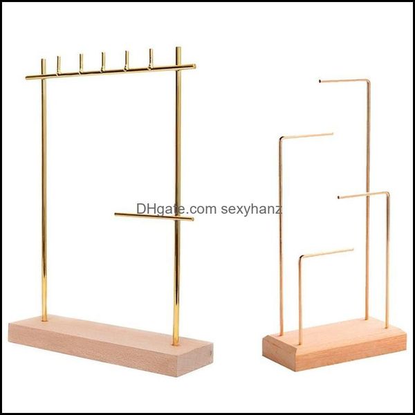 

packaging jewelry pouches, bags 2pcs earrings display holder necklace pendant stand - wood color & gold drop delivery 2021 32msi, Pink;blue