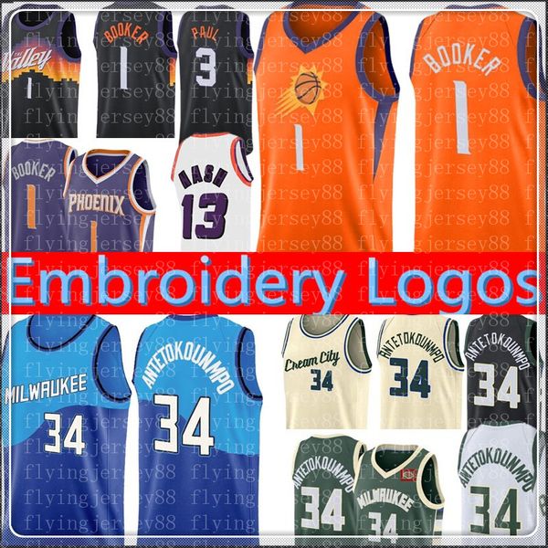 

black giannis 34 antetokounmpo jersey devin 1 booker chris 3 paul basketball jerseys retro mesh steve 13 nash jersey s-xxl orange, Black;red