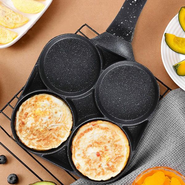 

pans 4 holes frying pot pan thickened omelet non-stick egg pancake steak cooking ham breakfast maker burger