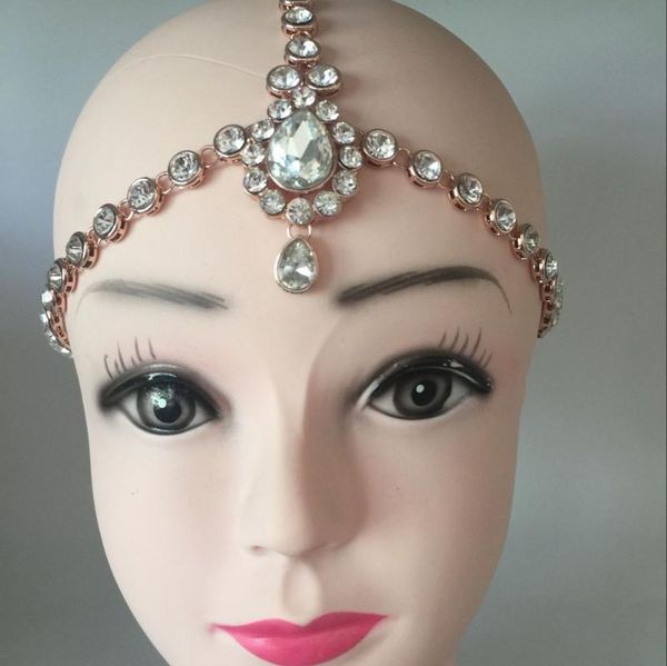 

hair clips & barrettes matha panji handmade kundan stones chain head wedding bridal jewelry, Golden;silver