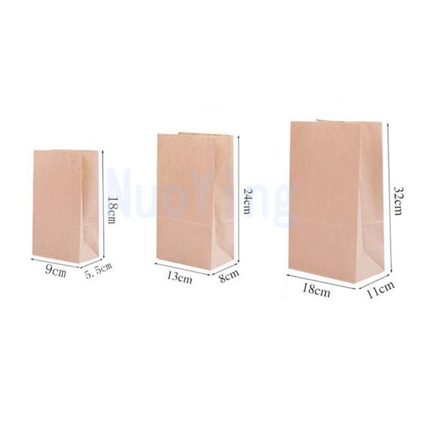 

50/100pcs kraft paper bags breakfast square bottom candy baking dessert party gift wrap
