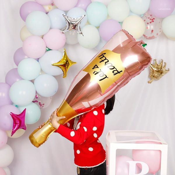 1 pc Rose Gold Deixe a garrafa de festa vinho Mylar Balões DIY Decoração Kit Dia dos Namorados Casamento Bachelorette1