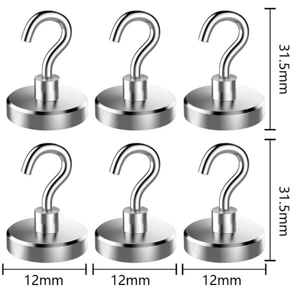 

hooks & rails 2/6pcs magnetic heavy duty wall hanger key coat cup hanging storage organization for home kitchen holder