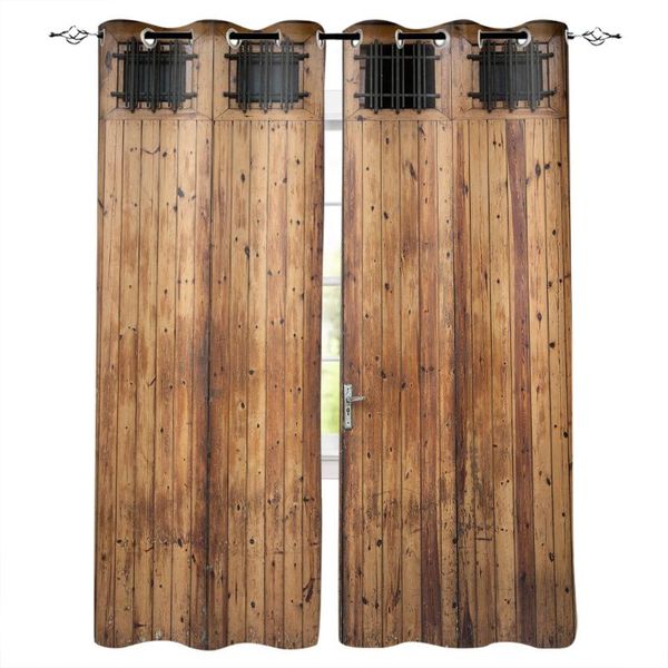 

curtain & drapes vintage farm wood door rustic printed window curtains living room bedroom children modern home decor