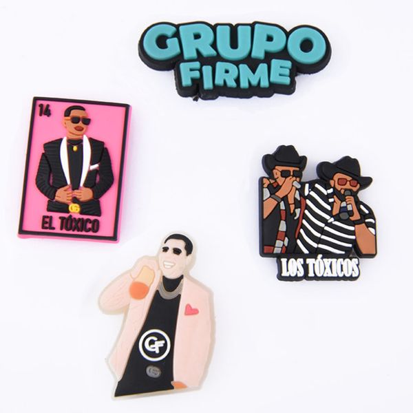 

whosale grupo firme croc charms fit for clog shoes and wristband bracelet decoration party gifts, White;pink